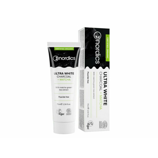Nordics Bio Whitening Toothpaste with Activated Charcoal and Matcha 75 ml