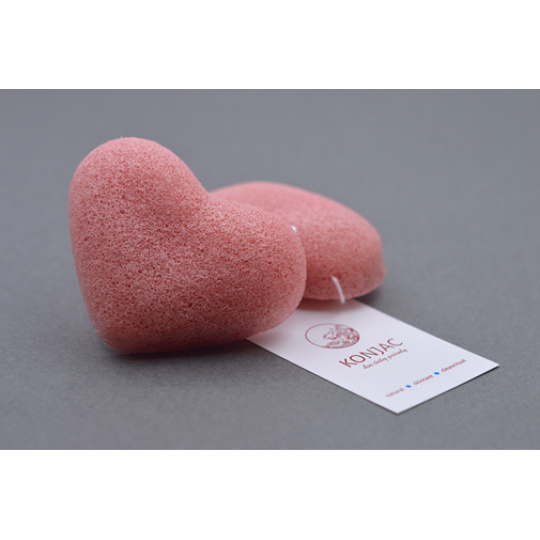 KONJAC sponge with French pink clay heart 1 pc