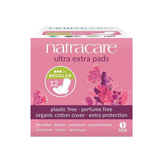 NATRACARE menstrual pads ultra extra regular with wings 12 pcs