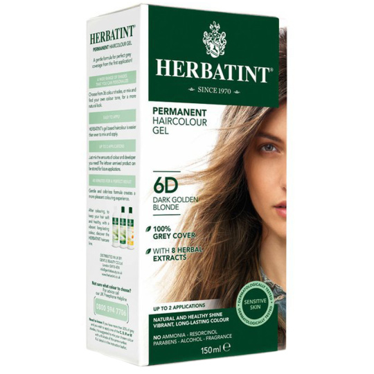 Herbatint Permanent Hair Color Dark Golden Blonde 6D