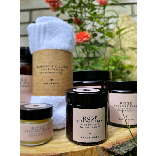 Batch #001 Organic Beeswax Balm with Rose 120 ml with Bamboo Towel