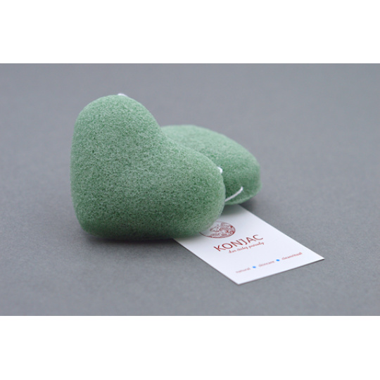 KONJAC sponge with green tea extract heart 1 pc