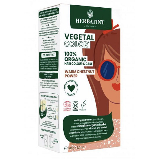 Herbatint Vegetal Colour Bio Plant-Based Hair Dye Warm Chestnut Power 50 g Herbatint Vegetal Colour Bio Plant-Based Hair Dye Warm Chestnut Power 50 g