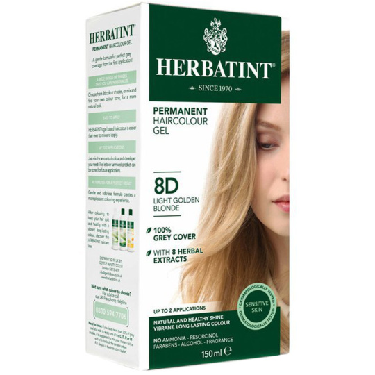 Herbatint Permanent Hair Color Light Golden Blonde 8D